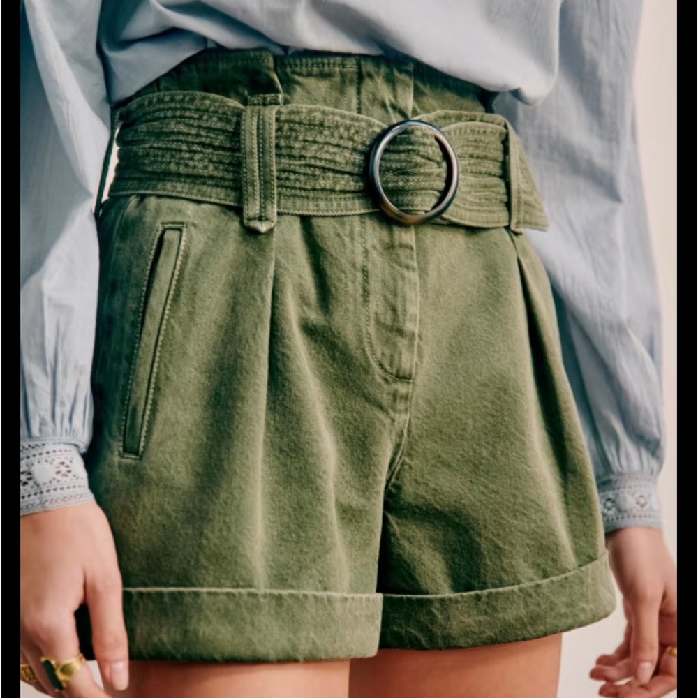 Sezane Olive Green Women's Shorts